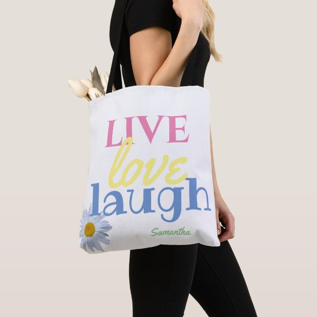 Live Liebe Lächeln lustig White Tote Bag (Von Nahem)