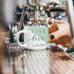 Live-Liebe Lächeln positive Motivation Mint Zitat Espressotasse<br><div class="desc">Live-Liebe Lächeln positive Motivation Mint Zitat</div>