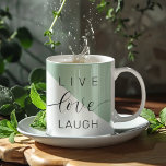 Live-Liebe Lächeln positive Motivation Mint Zitat Kaffeetasse<br><div class="desc">Live-Liebe Lächeln positive Motivation Mint Zitat</div>