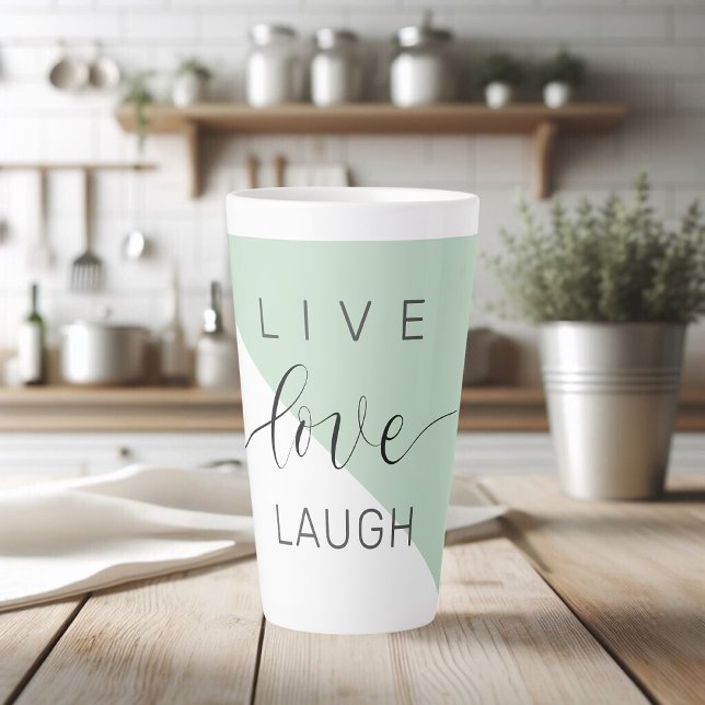 Live-Liebe Lächeln positive Motivation Mint Zitat Milchtasse (Von Creator hochgeladen)
