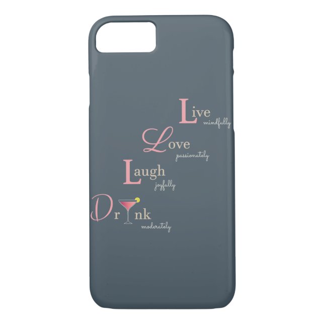 Live-Liebe Lächeln und Drink-Cocktail Case-Mate iPhone Hülle (Rückseite)