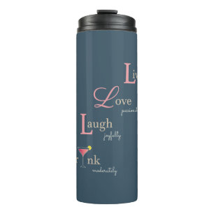 Live-Liebe Lächeln und Drink-Cocktail Thermosbecher
