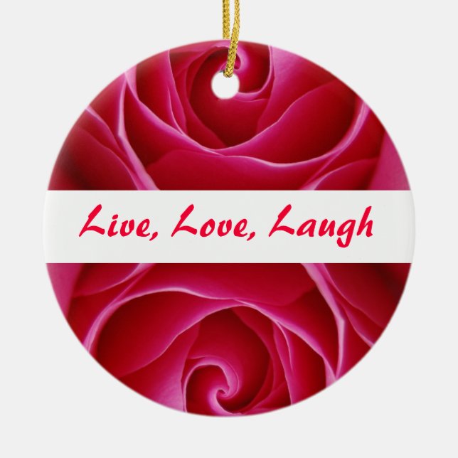 Live, Liebe, Lachen Keramik Ornament (Vorne)