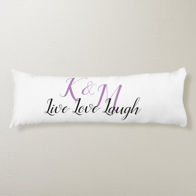 Live-Liebe lachen mit den Initialen des Paares Seitenschläferkissen (Vorderseite)