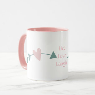 Live-Liebe lacht Tasse mit Herz und Pfeil
