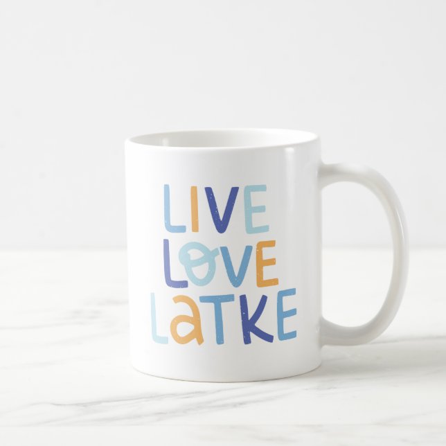 Live-Liebe Latke Hanukkah Design Kaffeetasse (Rechts)