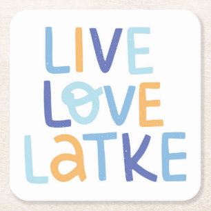 Live-Liebe Latke Hanukkah Design Rechteckiger Pappuntersetzer