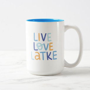 Live-Liebe Latke Hanukkah Design Zweifarbige Tasse