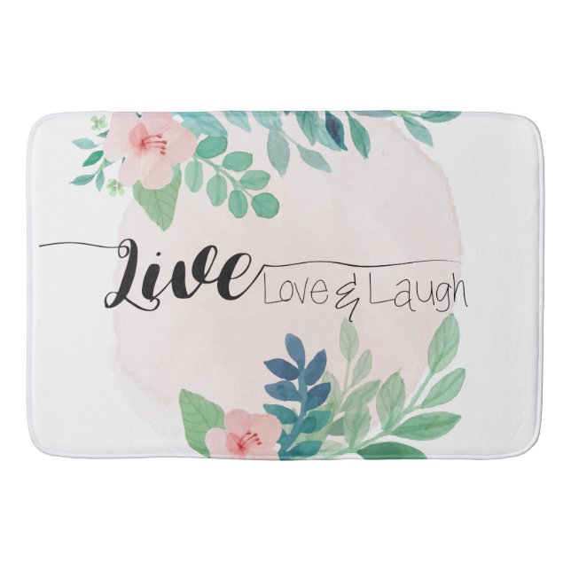 Live, Liebe, Laugh Boho Floral | Badematte (Vorderseite)