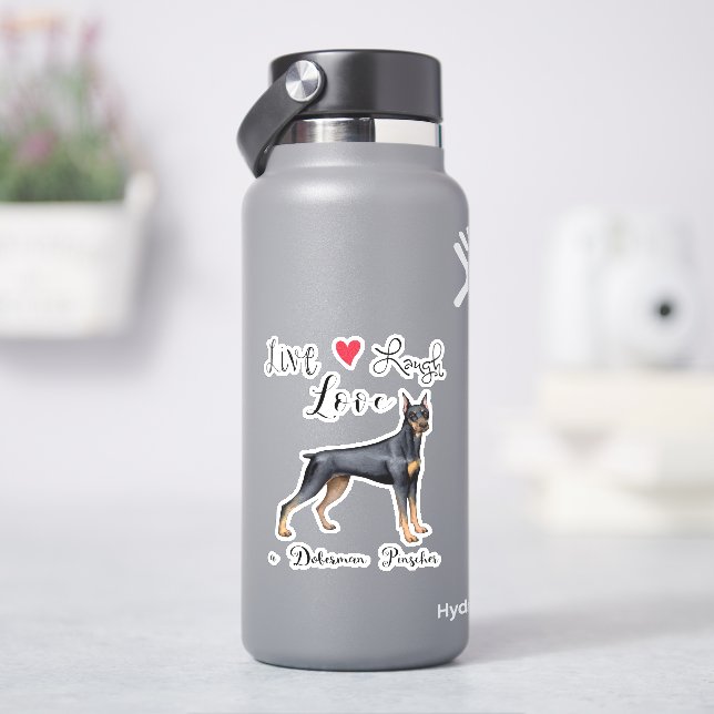 Live Liebe Laugh Doberman Pinscher Vinyl Sticker (HydroFlask)