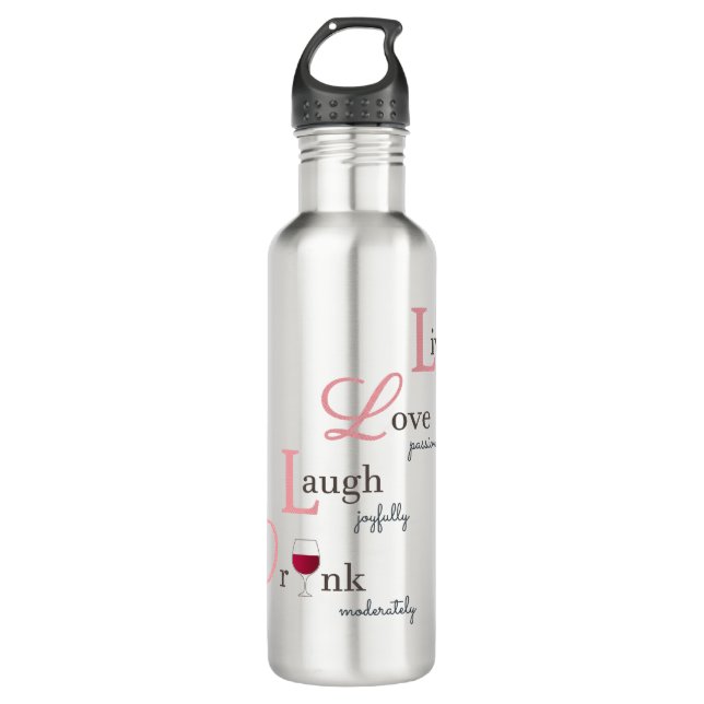 Live Liebe Laugh Drink Roter Wein Edelstahlflasche (Vorderseite)