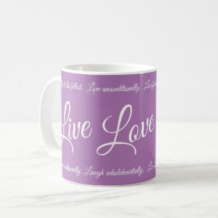 Live Liebe Laugh Elegantes Lila White Script Kaffeetasse