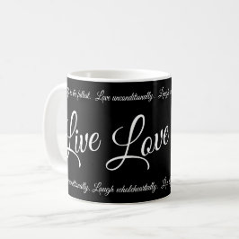 Live Liebe Laugh Elegantes Weißes Drehbuch auf Sch Kaffeetasse