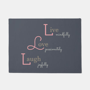Live-Liebe Laugh froh pink blau Türmatte