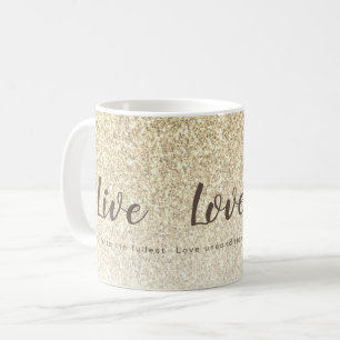 Live-Liebe Laugh Girly Gold Glitzer Typografie Kaffeetasse