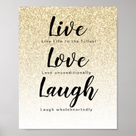Live-Liebe Laugh Girly Gold Glitzer Typografie Poster