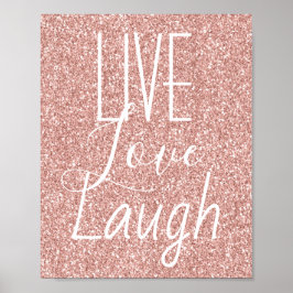 Live Liebe Laugh Girly Pink Glitzer Poster
