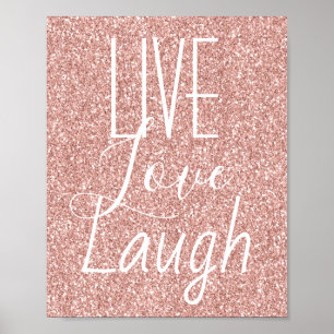 Live Liebe Laugh Girly Pink Glitzer Poster