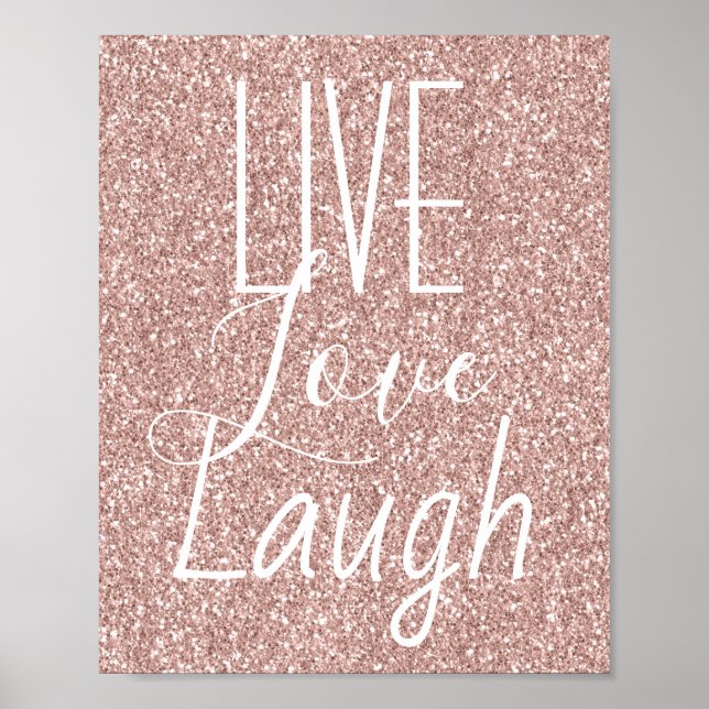 Live Liebe Laugh Girly Pink Glitzer Poster (Vorne)