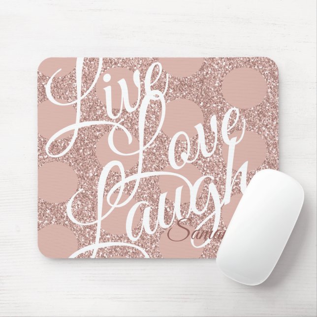 Live-Liebe Laugh Name Skript Rosa Glitzer Rose Dot Mousepad (Mit Mouse)