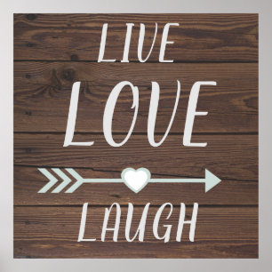Live-Liebe Laugh Rustikales Zeichen Poster