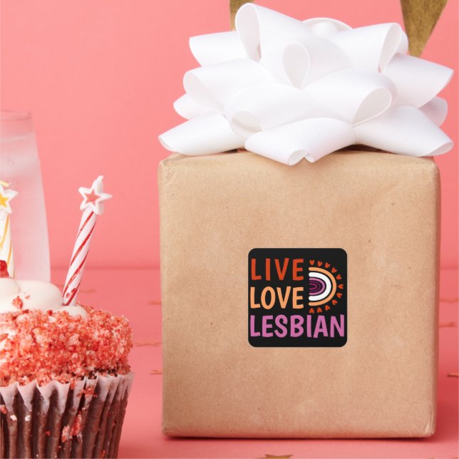 Live Liebe Lesbischer Boho Regenbogen feiert Diver Quadratischer Aufkleber (Party)