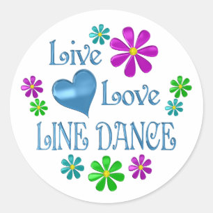 Live Liebe Line Dance Runder Aufkleber