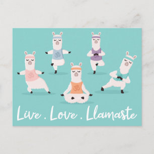 Live-Liebe Llamaste   Fun Yoga Llama Charaktere Postkarte