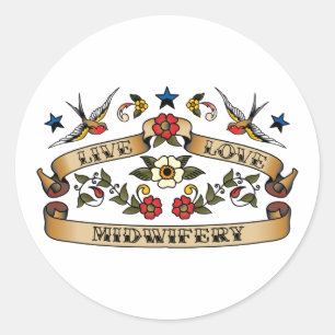 Live Liebe Midwifery Runder Aufkleber