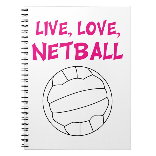 Live-Liebe Netball Notizblock (Vorderseite)