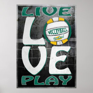 Live Liebe Play Green Gold Volleyball Poster