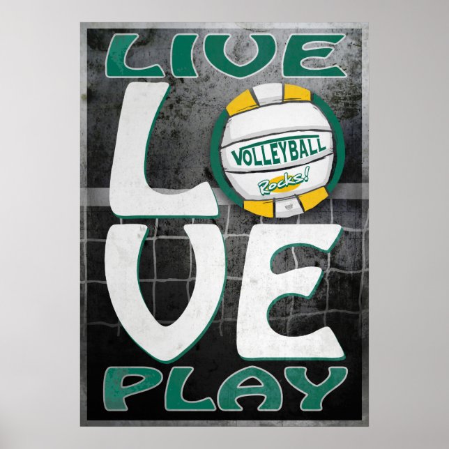 Live Liebe Play Green Gold Volleyball Poster (Vorne)