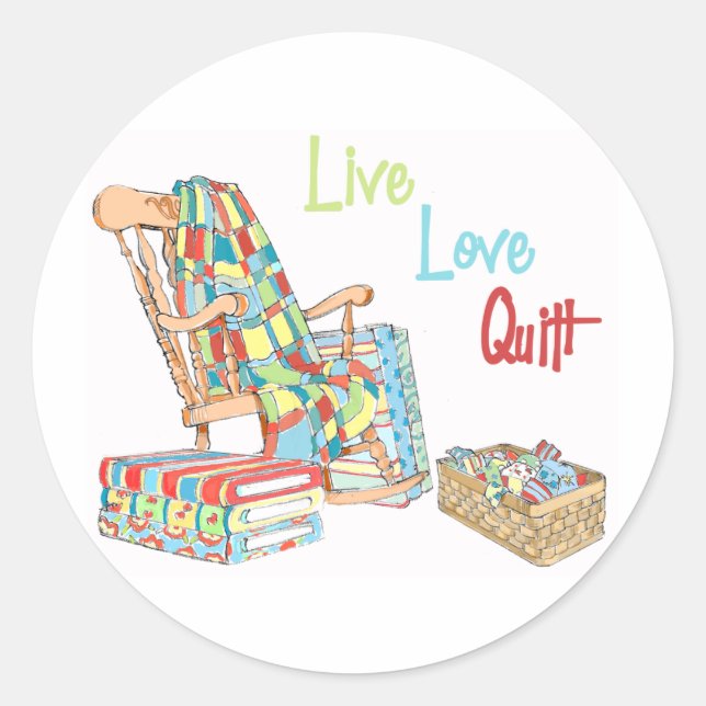 Live.Liebe.Quilt Runder Aufkleber (Vorderseite)