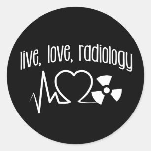Live-Liebe Radiology X-Ray Heartbeat Runder Aufkleber