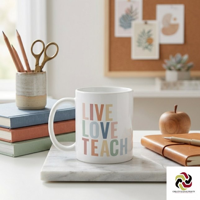 Live-Liebe Rainbow-Lehrer Wertschätzung Kaffeetasse (Live Love Teach Rainbow Teacher Appreciation Coffee Mug
)