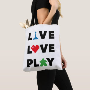 Live, Liebe, Schwarz-Text-Tasche wiedergeben
