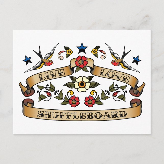 Live-Liebe-Shuffleboard Postkarte (Vorderseite)