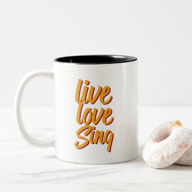 Live Liebe Sing Singer Songwriter Karaoke Lover Zweifarbige Tasse (Mit Donut)