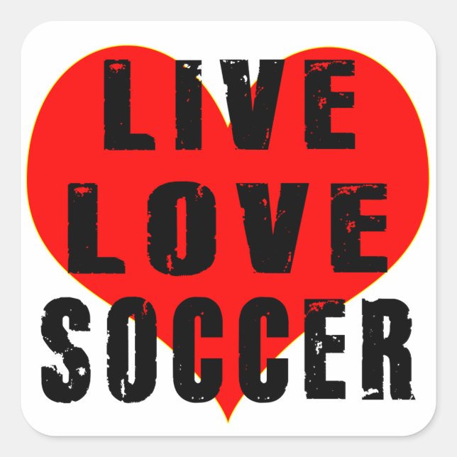 Live Liebe Soccer Quadratischer Aufkleber (Vorderseite)