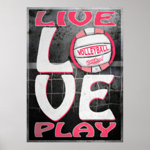 Live-Liebe spielen Rosa Volleyball Poster