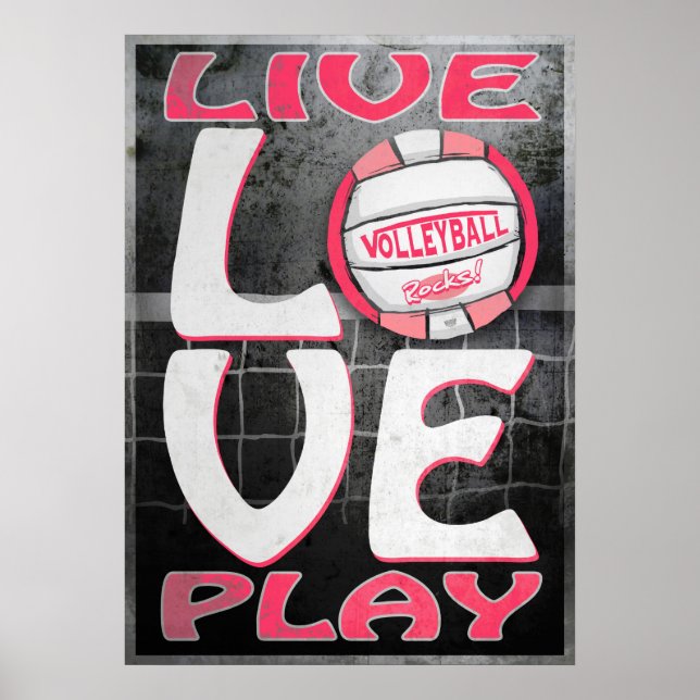 Live-Liebe spielen Rosa Volleyball Poster (Vorne)