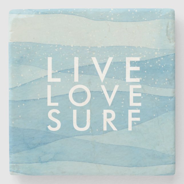 Live-Liebe Surf Beach House Surfer Steinuntersetzer (Vorderseite)