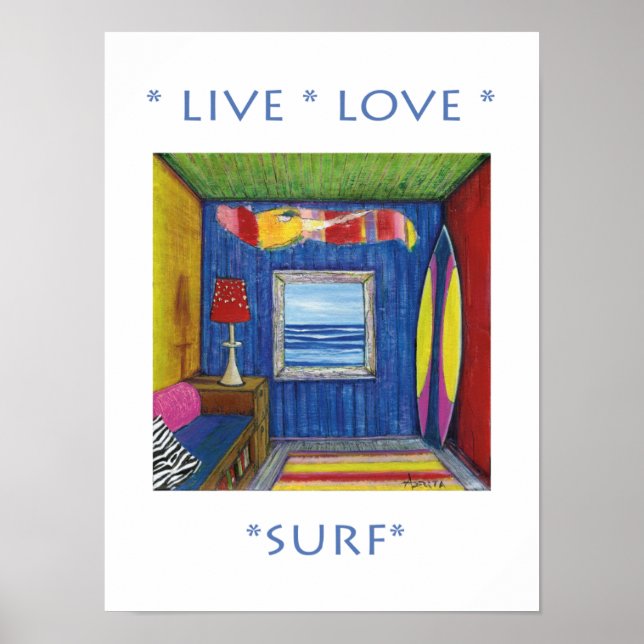 Live Liebe Surf Poster (Vorne)