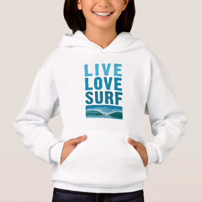 Live, Liebe, Surf Sweatshirt (Vorderseite)