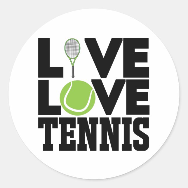 Live-Liebe Tennis Runder Aufkleber (Vorderseite)