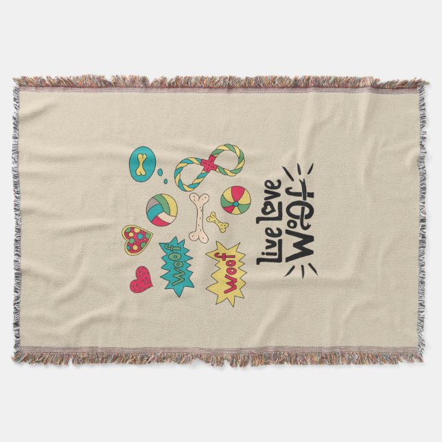 Live-Liebe Woof Whimsical Woven Blanket Decke (Vorderseite)