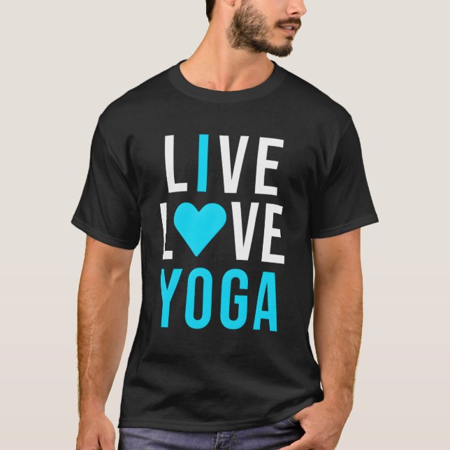 Live-Liebe Yoga I Liebe Yoga Blue Namaste T-Shirt (Vorderseite)