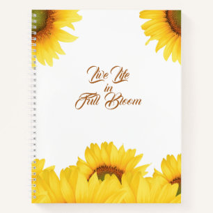 Live Life in Full Bloom Zitat Sonnenblumenschrifts Notizbuch