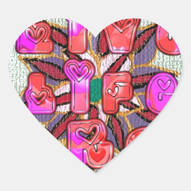 "Live Life Large" Art Print Herz-Aufkleber (Vorderseite)