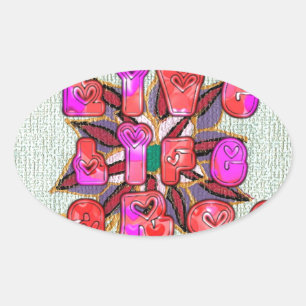 "Live Life Large" Art Print Ovaler Aufkleber